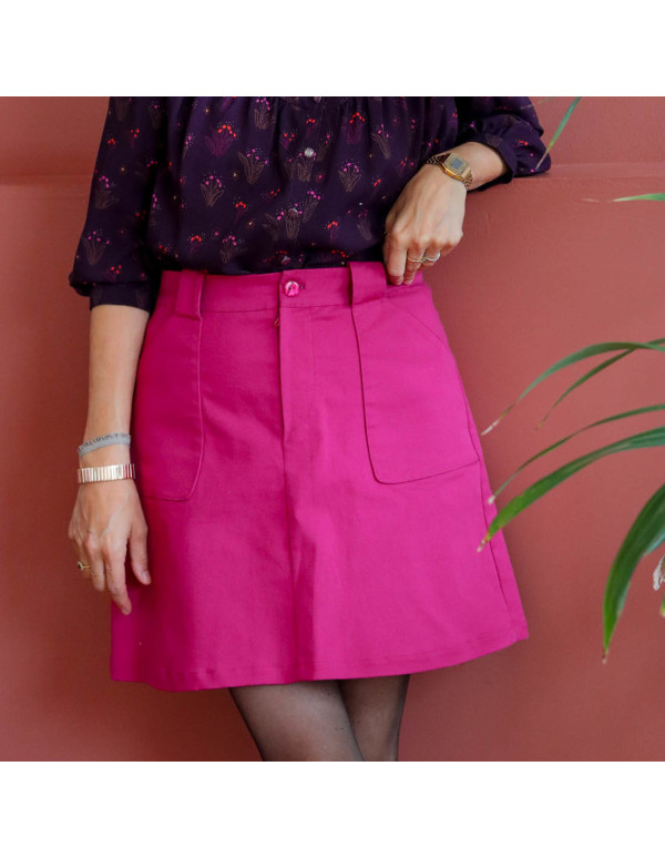 cranberry gabardine legere et stretch de coton rose super pink lise tailor