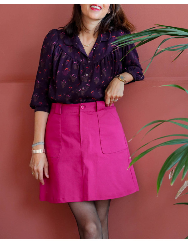 cranberry gabardine legere et stretch de coton rose super pink lise tailor