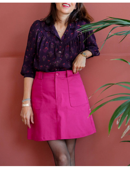 cranberry gabardine legere et stretch de coton rose super pink lise tailor