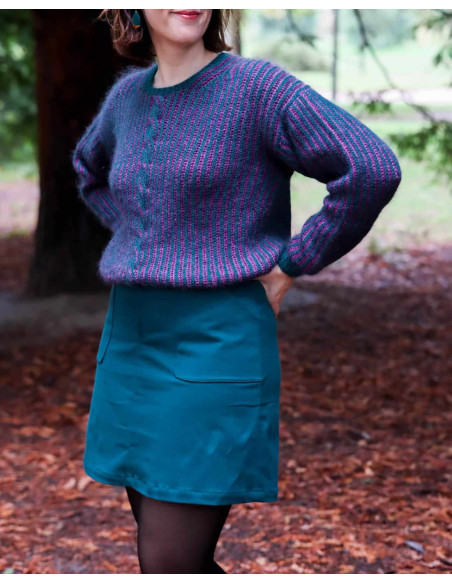 cranberry gabardine legere et stretch de coton vert sapin lise tailor