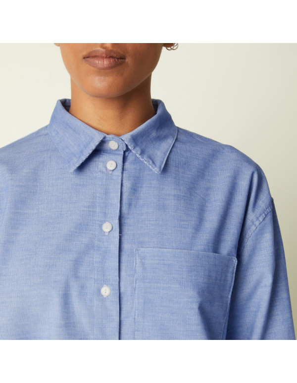 Cranberry velours milleraies de coton velours tissé light blue bleu leger atelier brunette