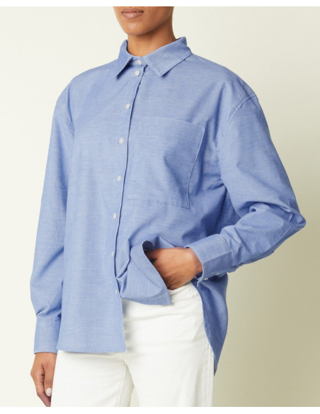 Cranberry velours milleraies de coton velours tissé light blue bleu leger atelier brunette