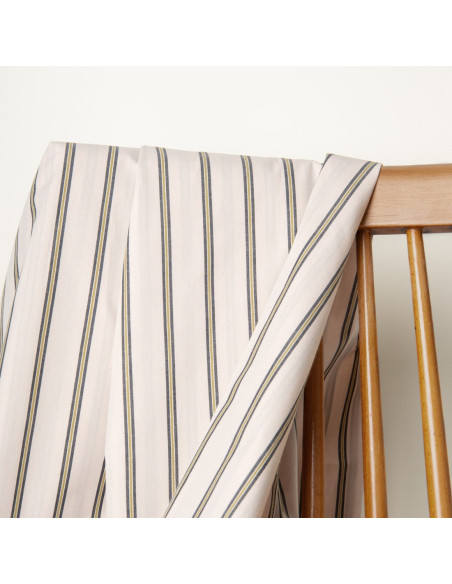 Cranberry tissu de coton beige a rayures tissu weave line milky clay atelier brunette