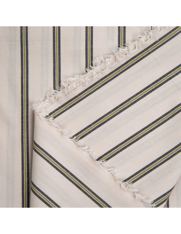 Cranberry tissu de coton beige a rayures tissu weave line milky clay atelier brunette