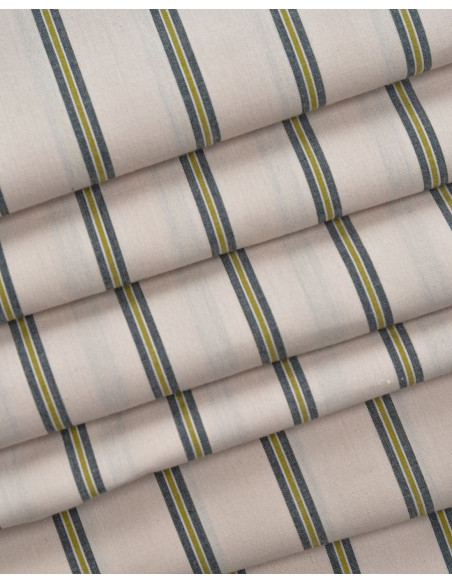 Cranberry tissu de coton beige a rayures tissu weave line milky clay atelier brunette