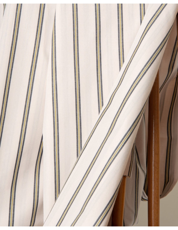 Cranberry tissu de coton beige a rayures tissu weave line milky clay atelier brunette