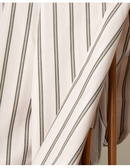 Cranberry tissu de coton beige a rayures tissu weave line milky clay atelier brunette