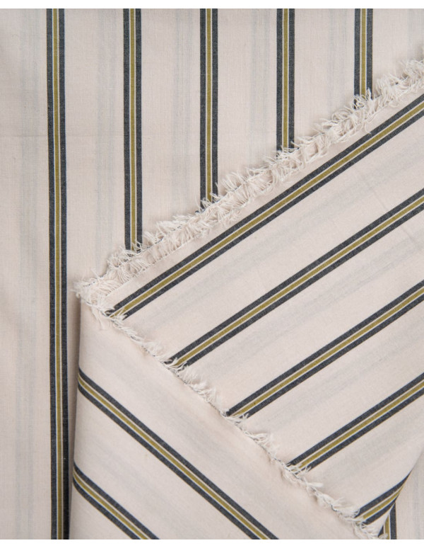 Cranberry tissu de coton beige a rayures tissu weave line milky clay atelier brunette