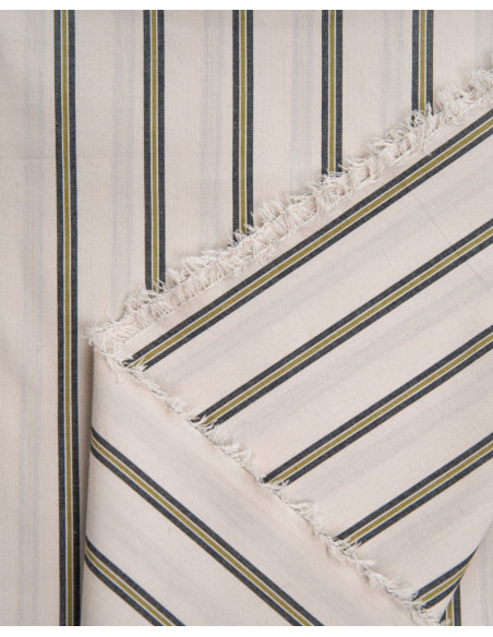 Cranberry tissu de coton beige a rayures tissu weave line milky clay atelier brunette