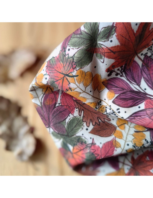 Cranberry tissu batiste de coton biologique tapis de feuilles atelier rubael