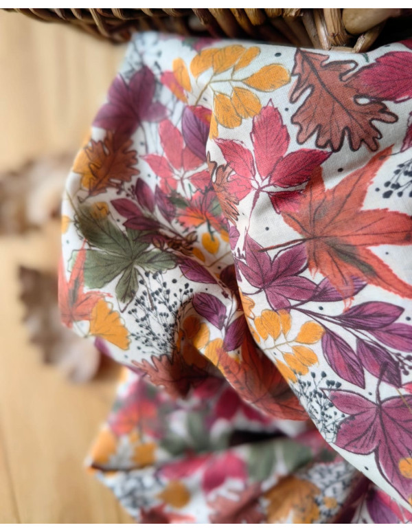 Cranberry tissu batiste de coton biologique tapis de feuilles atelier rubael