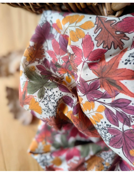 Cranberry tissu batiste de coton biologique tapis de feuilles atelier rubael