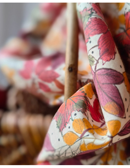 Cranberry tissu batiste de coton biologique tapis de feuilles atelier rubael