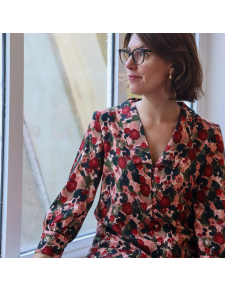 cranberry twill de viscose ecovero flower drips lise tailor