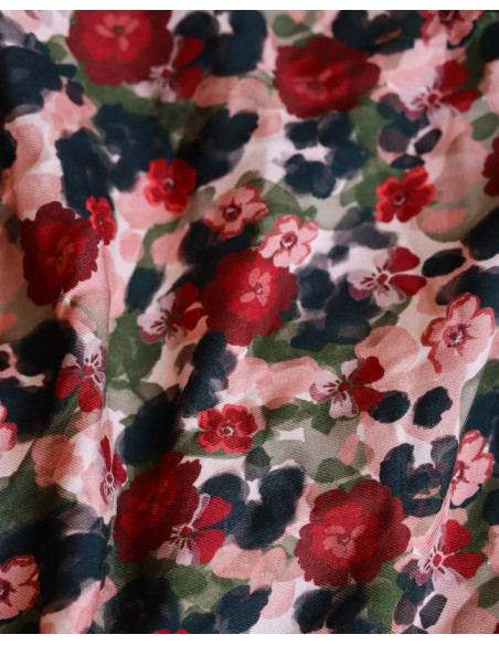 cranberry twill de viscose ecovero flower drips lise tailor