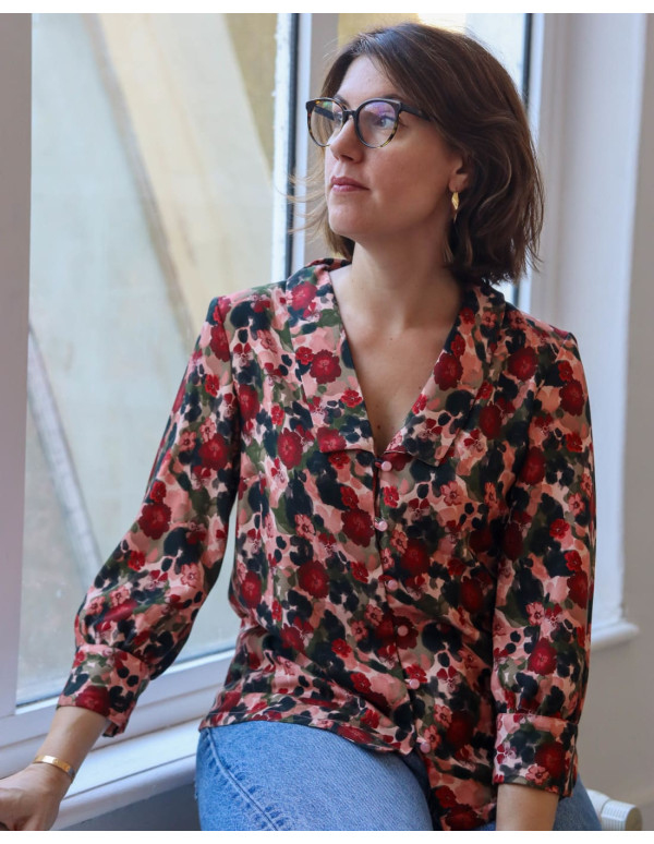 cranberry twill de viscose ecovero flower drips lise tailor