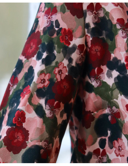 cranberry twill de viscose ecovero flower drips lise tailor