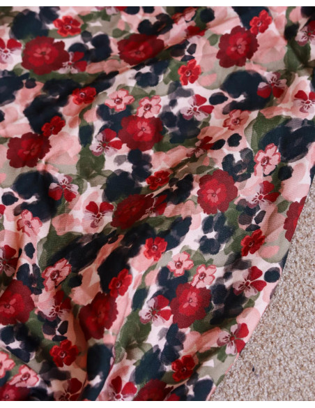 cranberry twill de viscose ecovero flower drips lise tailor