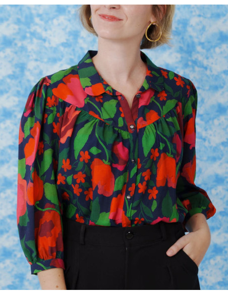 cranberry popeline de viscose la roseraie lise tailor