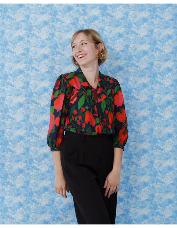 cranberry popeline de viscose la roseraie lise tailor