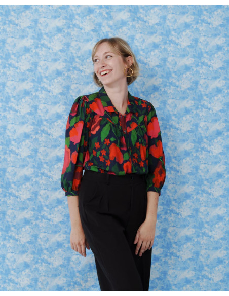 cranberry popeline de viscose la roseraie lise tailor