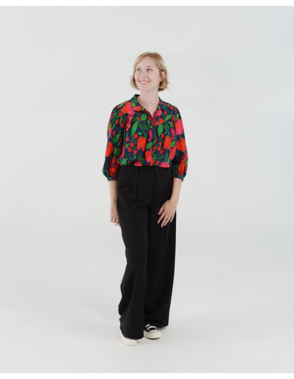 cranberry popeline de viscose la roseraie lise tailor