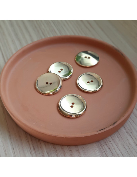 Cranberry boutons metal dore or brillant 25mm