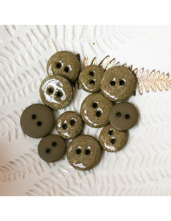 cranberry bouton glitter deux trous vert kaki 12mm lise tailor