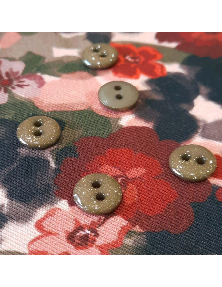 cranberry bouton glitter deux trous vert kaki 12mm lise tailor