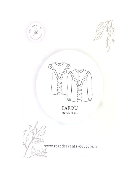 Cranberry, Patron Fille, Chemisier Farou (du 2 au 14 ans), Rose des Vents