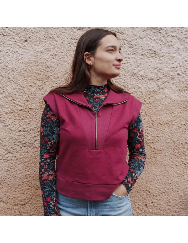 Cranberry patron femme sweat sans manches fika du S au XXL Lise Tailor