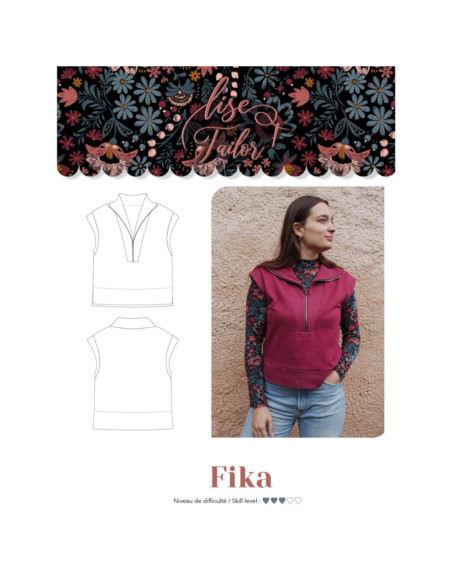 Cranberry patron femme sweat sans manches fika du S au XXL Lise Tailor