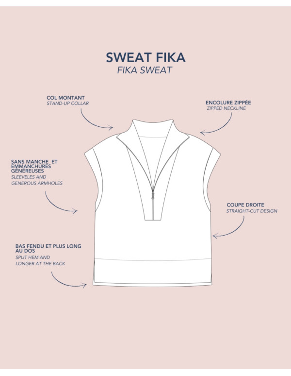 Cranberry patron femme sweat sans manches fika du S au XXL Lise Tailor