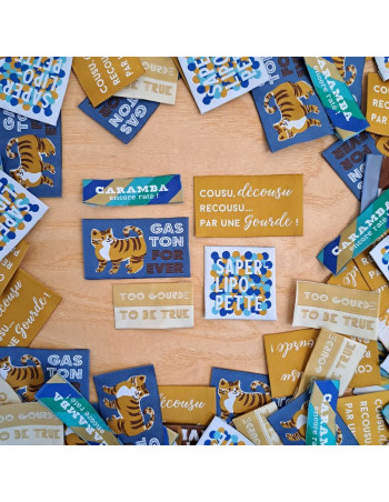 Cranberry etiquettes tissees a coudre latelier des gourdes lot de 5 etiquettes gaston too gourde to be true