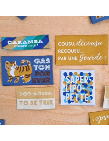 Cranberry etiquettes tissees a coudre latelier des gourdes lot de 5 etiquettes gaston too gourde to be true 2