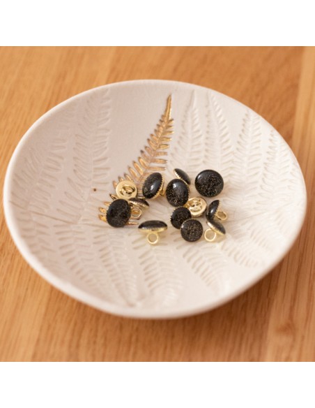 Cranberry, Bouton de bottine pailleté or, Noir (11mm), Lise Tailor