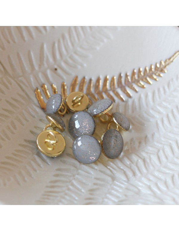 Cranberry, Bouton de bottine pailleté or, Gris perle (11mm), Lise Tailor