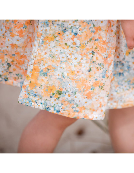 Cranberry, double gaze de coton lots of flowers see you at six