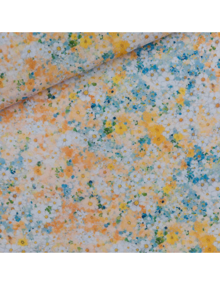 Cranberry, double gaze de coton lots of flowers see you at six