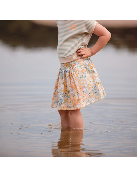 Cranberry, double gaze de coton lots of flowers see you at six