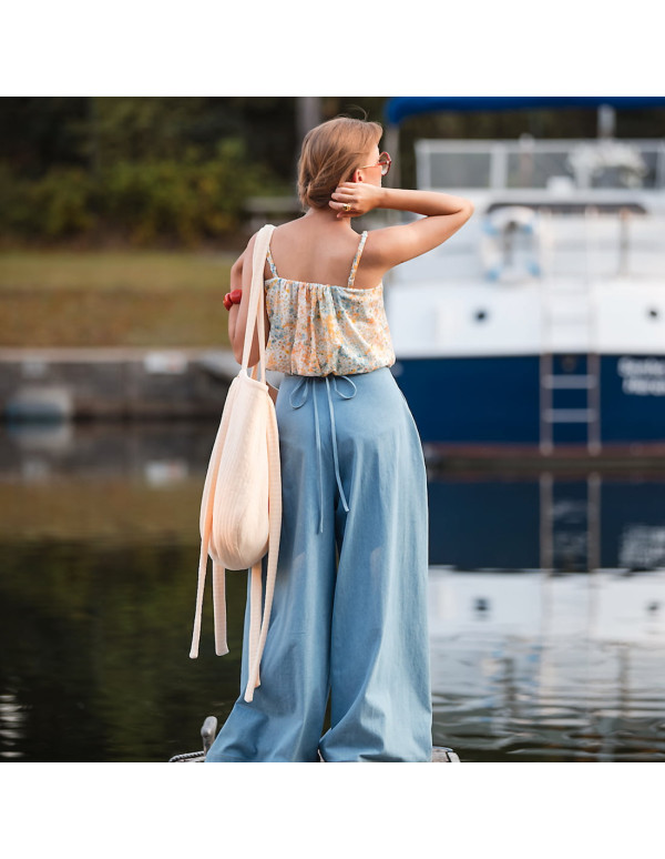 Cranberry, double gaze de coton lots of flowers see you at six