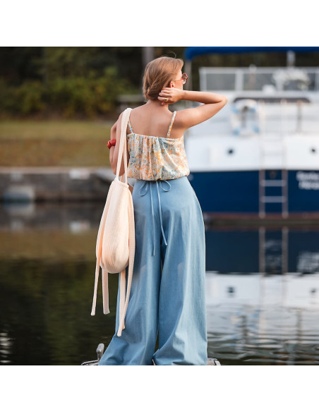 Cranberry, double gaze de coton lots of flowers see you at six