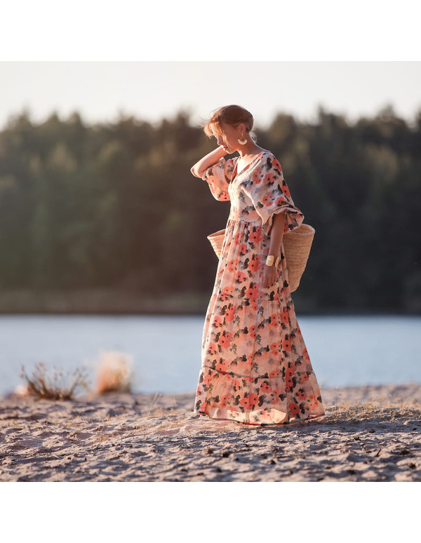 Cranberry, toile legere lin viscose misty rose see you at six