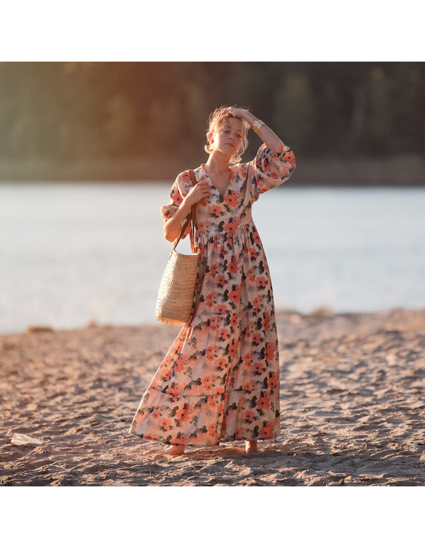 Cranberry, toile legere lin viscose misty rose see you at six