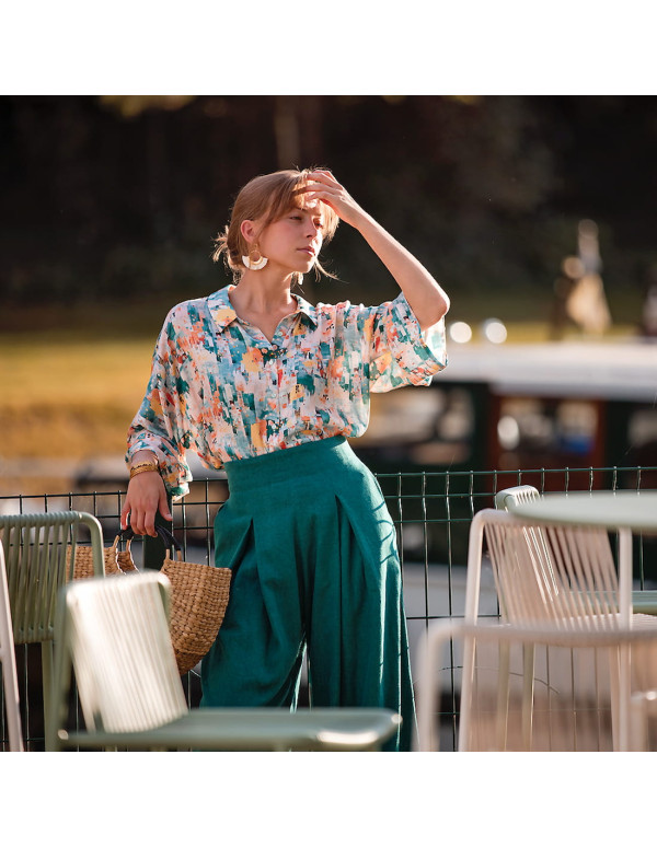 Cranberry, toile legere lin viscose vert sarcelle see you at six