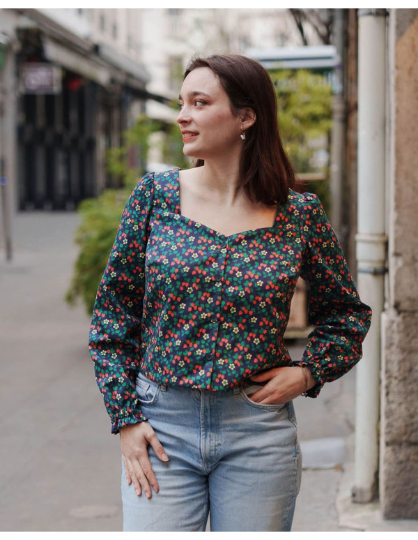 Cranberry, satin de coton mara des bois lise tailor, fraises