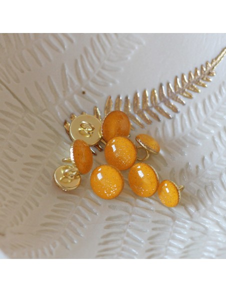 Cranberry, Bouton de bottine pailleté or, couleur Jaune (11mm), Lise Tailor