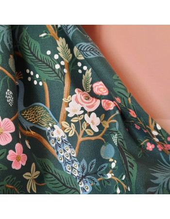 Cranberry, canvas de coton vintage garden peacock hunter gold metallic cotton and steel rifle paper