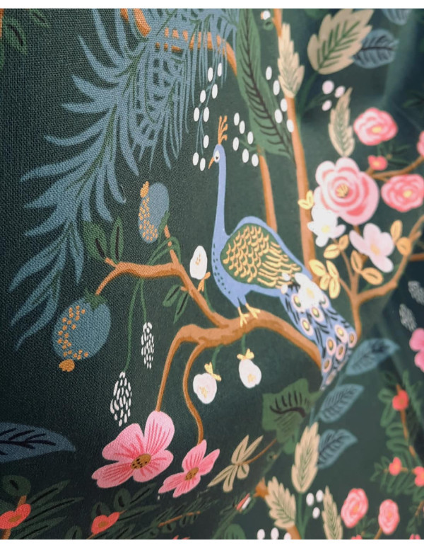 Cranberry, canvas de coton vintage garden peacock hunter gold metallic cotton and steel rifle paper