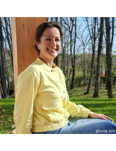 Cranberry sweat gratte de coton biologique interieur doux jaune clair yellow chardonnay 6017 CPauli @lucie.krn